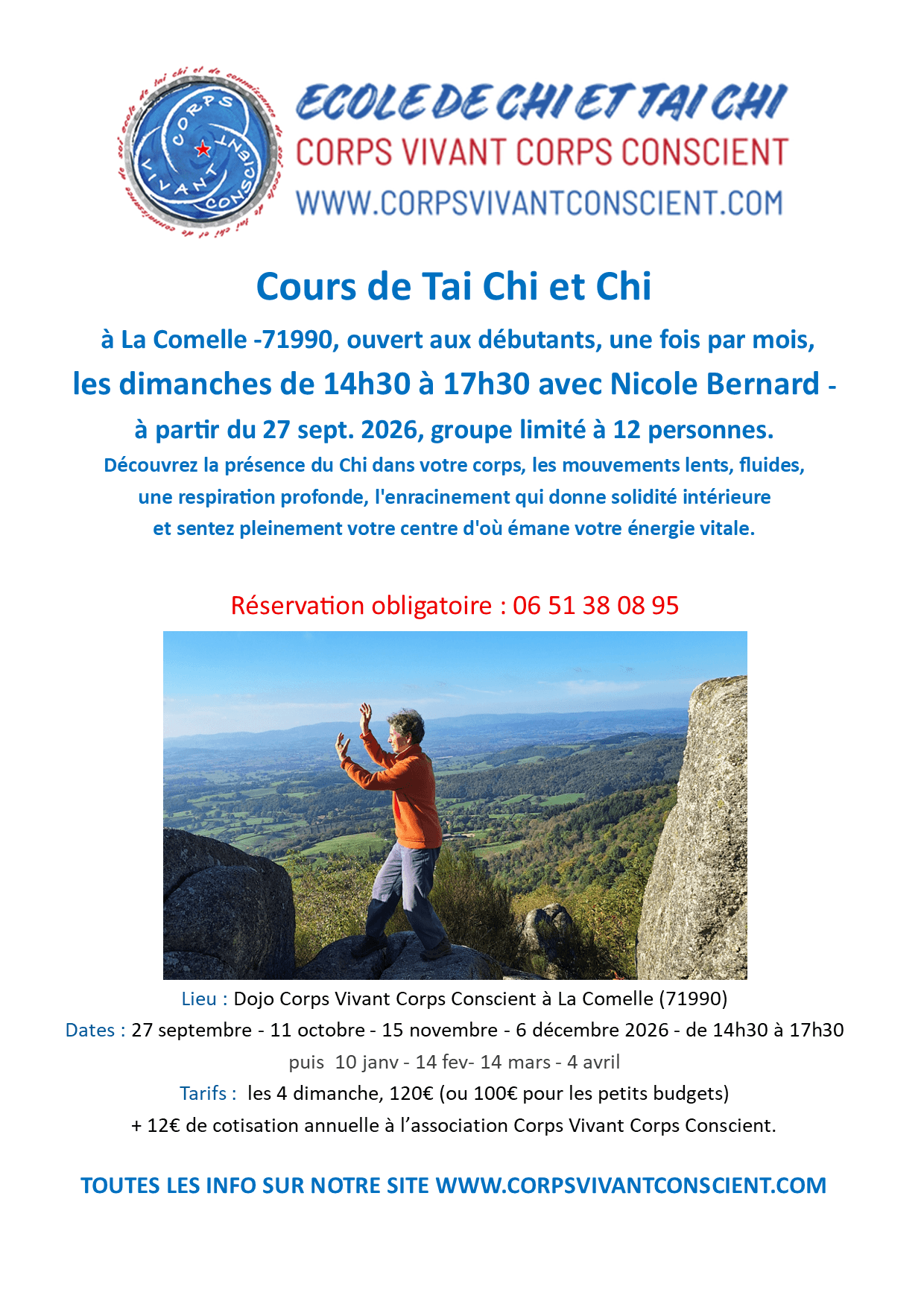 TAI CHI - cours mensuel - Morvan École Corps Vivant Corps Conscient 1 Dimanches sans 31 la comelle École Corps Vivant Corps Conscient TAI CHI - cours mensuel - Morvan